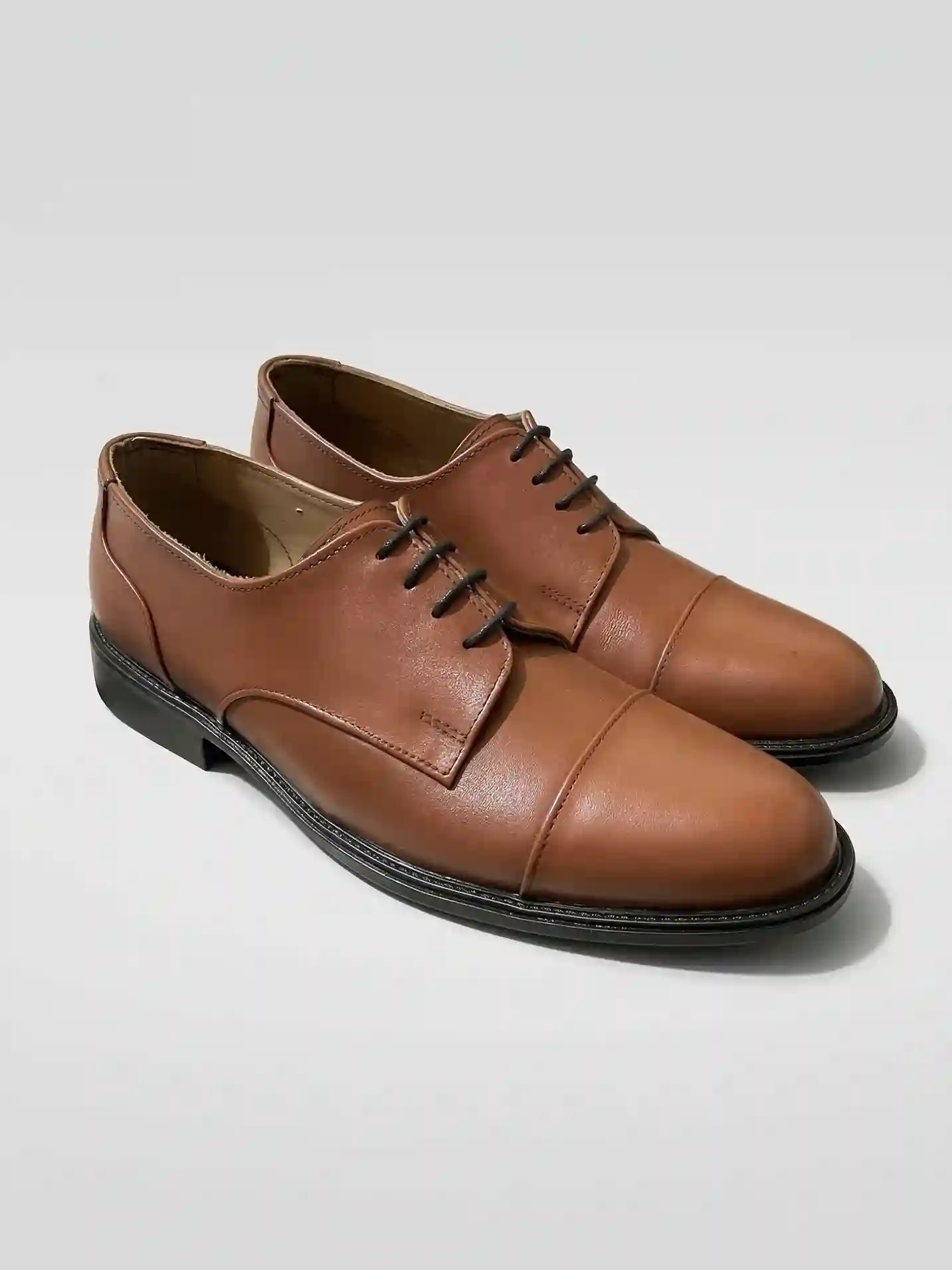The Dominion – Tan Brown Leather Cap-Toe Derby Shoes