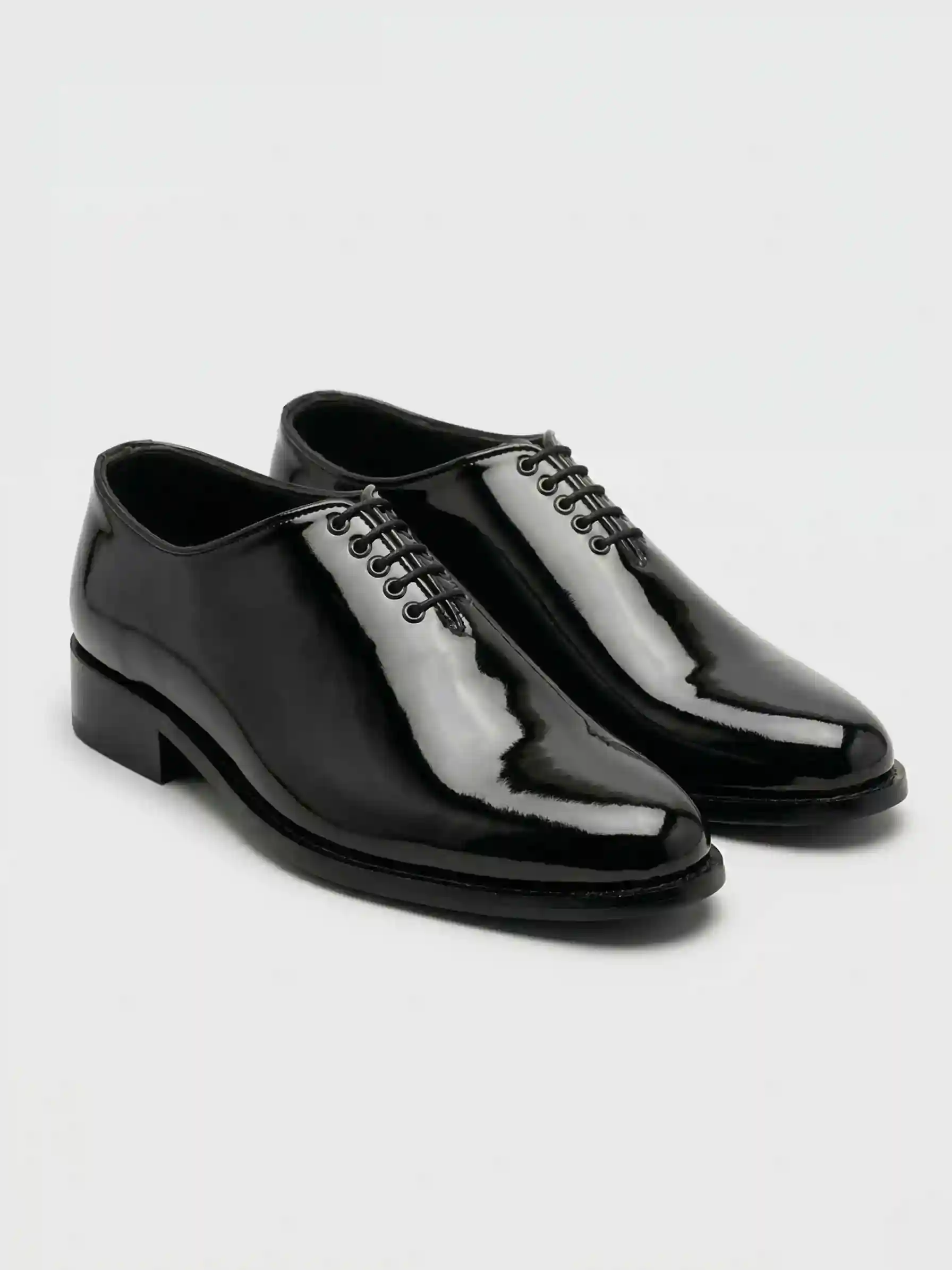 The Monarch Wholecut – Black Patent Oxford