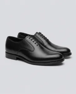 The Urban – Black Leather Plain-Toe Derby Shoes - On Sale