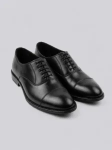 The Regent – Black Leather Cap-Toe Oxford Shoes