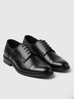 The Dominion – Black Leather Cap-Toe Derby Shoes