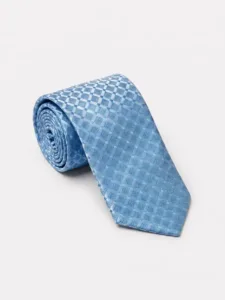 Icy Blue Geometric Satin Tie