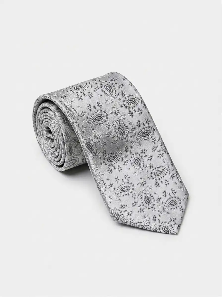 Silver Paisley Tie