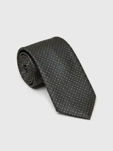 Charcoal Tie with Golden Dots